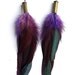 Walk the Line - Recycled Bullet Shell Purple Feather Earrings, feather earrings, feathers, recycled, feather accessories