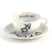 Recycled Alice in Wonderland Unique VintageTea or Coffee Cup Porcelain Drink Me White Brown Romantic