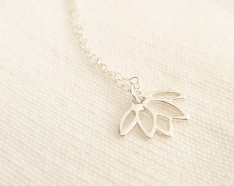 Lotus flower Sterling silver necklace-simple everyday jewelry