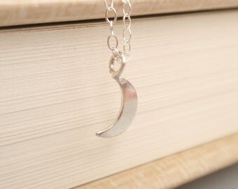 SALE- Tiny Moon Sterling silver necklace-simple everyday jewelry