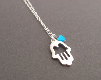 Hamsa hand Sterling silver necklace-simple everyday jewelry