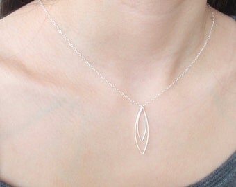 Double Ellipse Sterling silver necklace-simple everyday jewelry