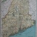 1936 Vintage MAINE ME State Map ORIGINAL with Beautiful Color Plaindealing 389