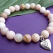 Pink Opal Bracelet for Peace & Healing with Silver Spiral Heart Charm, Reiki Charged, Free Shipping