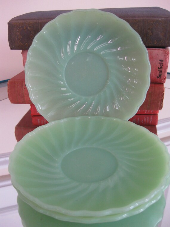 Set of 3 Jadeite Shell Saucers by MintMarket on Etsy