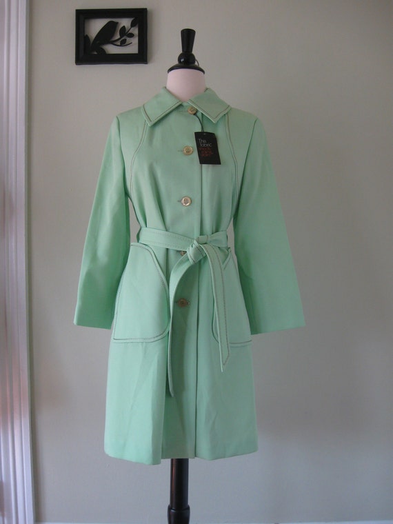 Vintage Mint Green Trench Coat 60's