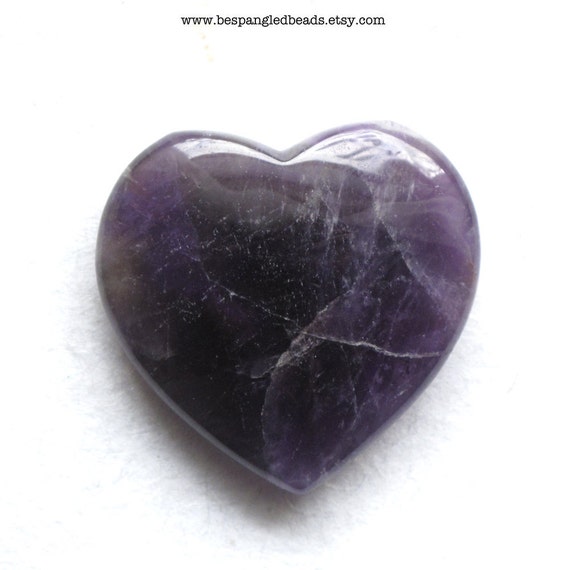 Large Dark Purple Amethyst 36 Mm Heart Shaped Polished Stone