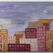 PAINTING Original modern abstract pastel colors cityscape art on canvas Town artwork buildings Grey Brown Purple Colors Minimalist 24x20