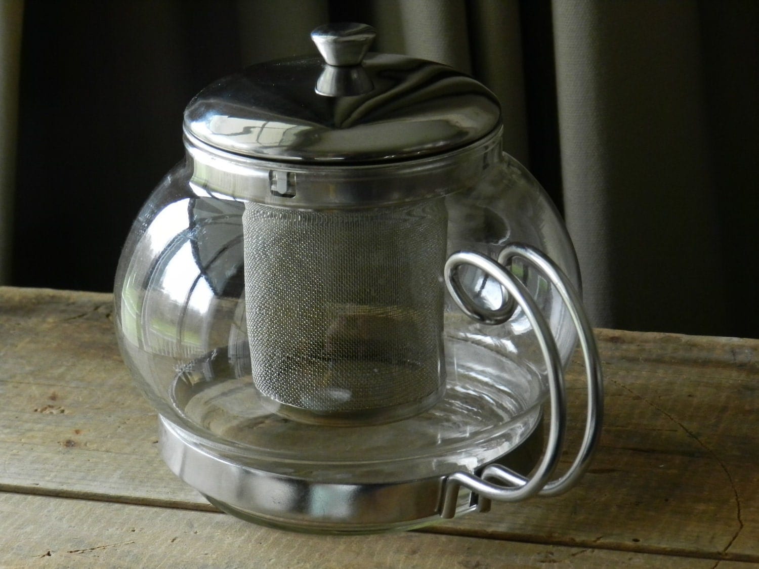 Vintage Clear Glass Teapot with Infuser