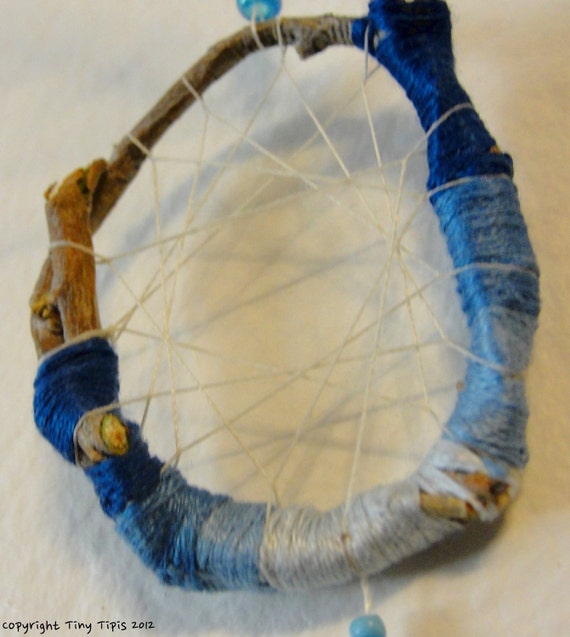Dream Catcher in Blue - All Natural - One of a Kind - Unique