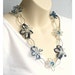Beaded Ice Flower Necklace, Stretch Necklace with Large Silver Links, Silver White & Blue, Modern Flower Jewelry - Etsy UK Seller