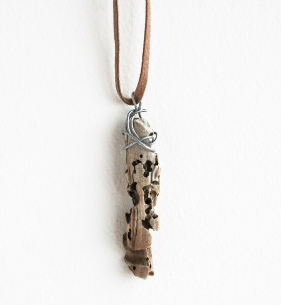 Items similar to Battered Driftwood Necklace driftwood jewelry, rustic