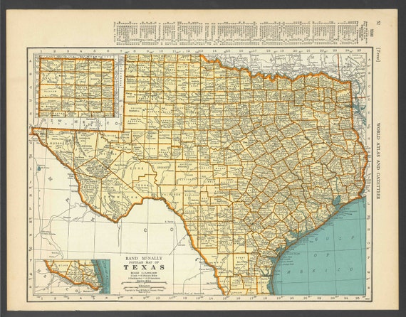 Vintage Map of Texas From 1937 Original