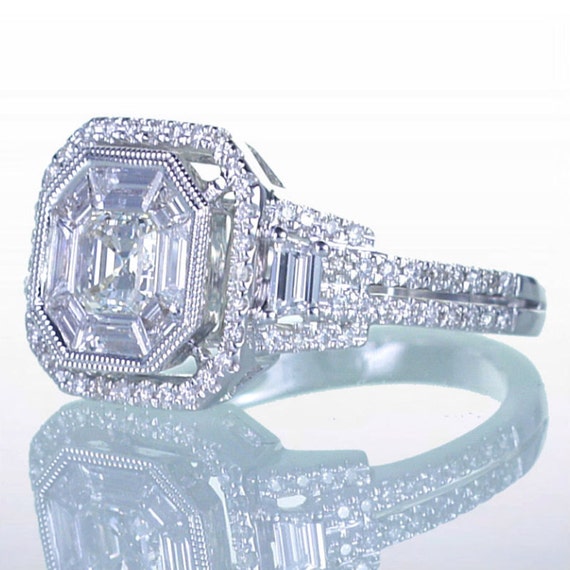 Items similar to Asscher Cut Diamond Engagement Wedding Anniversary ...