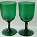 Pair Victorian green glass wine goblets, stylish pair of late 19th century glasses