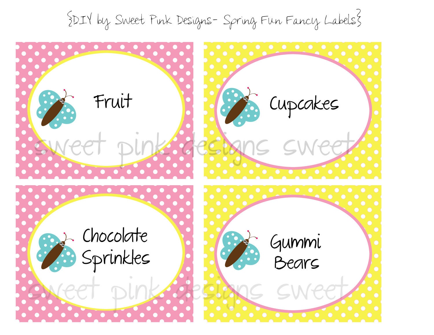 Printable Fancy Labels Spring Fun Party by Sweetpinkdesigns