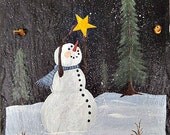 Items similar to Painted Slate: Wish Upon A Star Snowman on Etsy