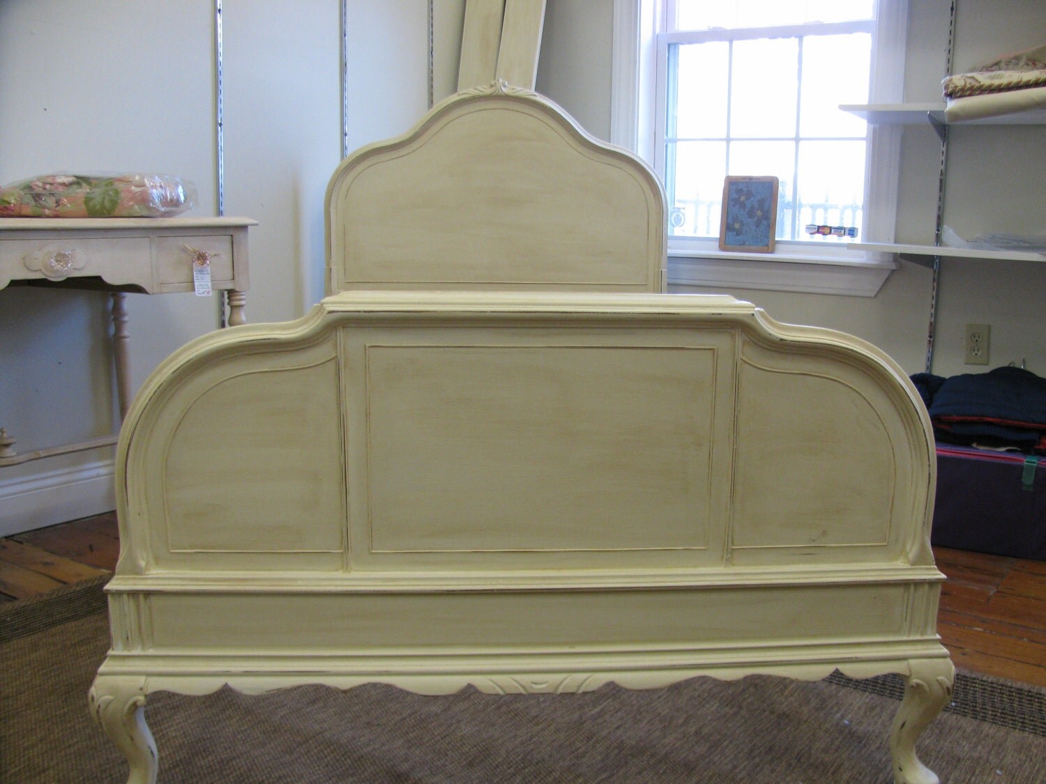 Painted french twin headboard and footboard with painted