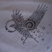 Spirit Crow in Black Screen Printed on Charcoal Super Soft Thin T-shirt