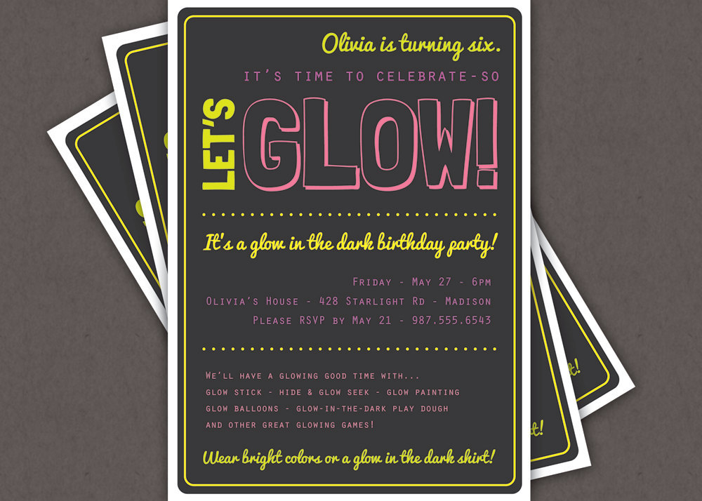 Printable Black Light Party Invitations 6