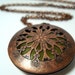 Solid Perfume Locket Copper Filigree Round Cutout Style 1