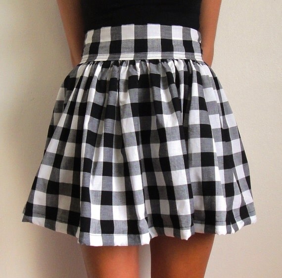 Items similar to checked pattern, high waisted puff skirt with wide ...