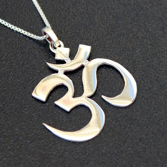 Sterling Silver Ohm Hindu Om symbol Necklace charm Aum Pendant