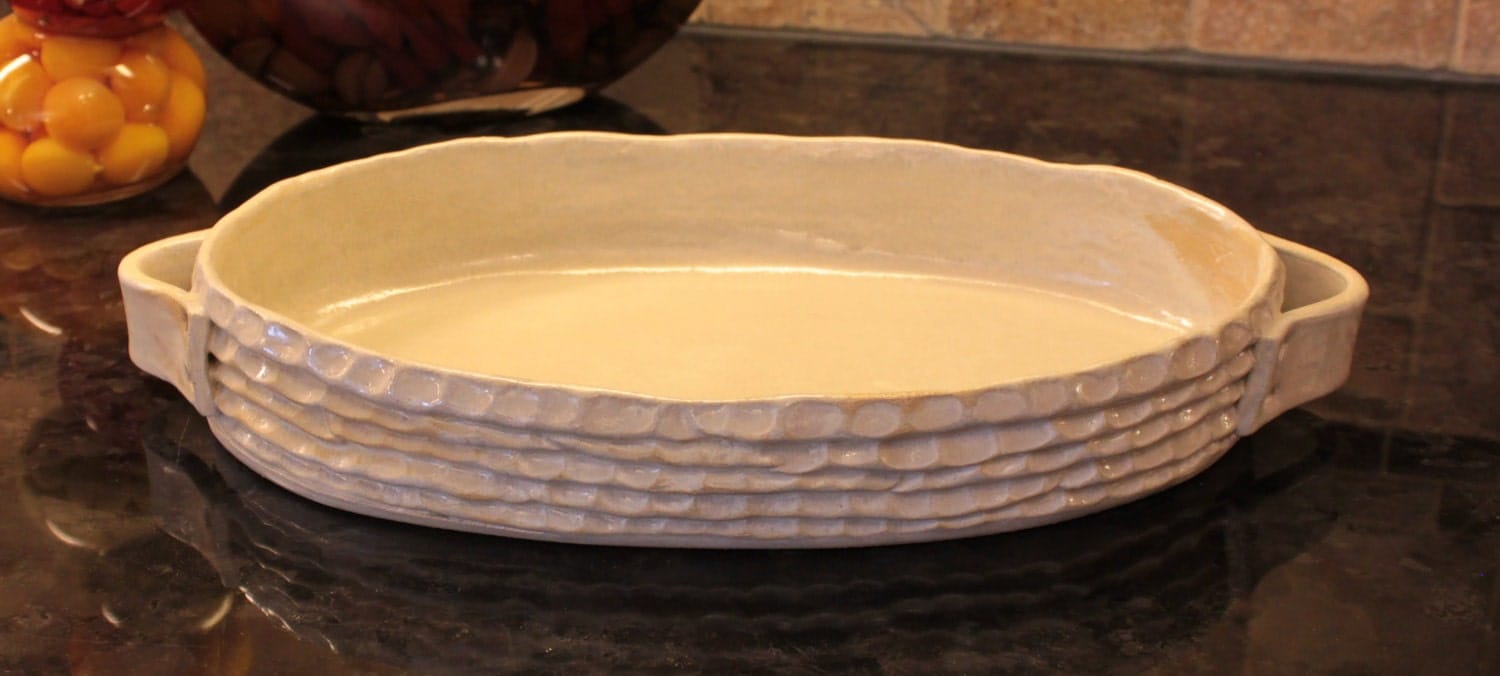 Oven safe ceramic tray Ellipse shape Baking Tray by ShaKedDotCa