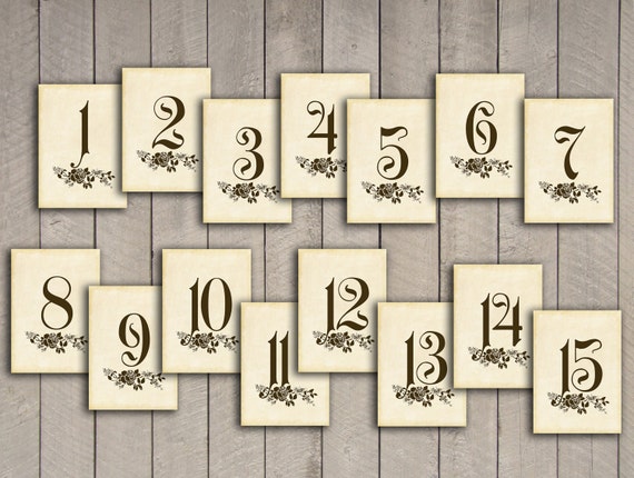 number vintage free printable similar 25 Items Vintage Wedding Numbers Table to