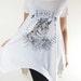 Cat kitten Cute Queen Princess Rose Pet Animal Design Cat Short Sleeve Cream Tunic Top Screen Print Size M