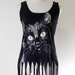 Black Cat T shirt Animal Tank Top Cat Shirt Women Tank Top Crop Tank Black Tshirt Screen Print Size S