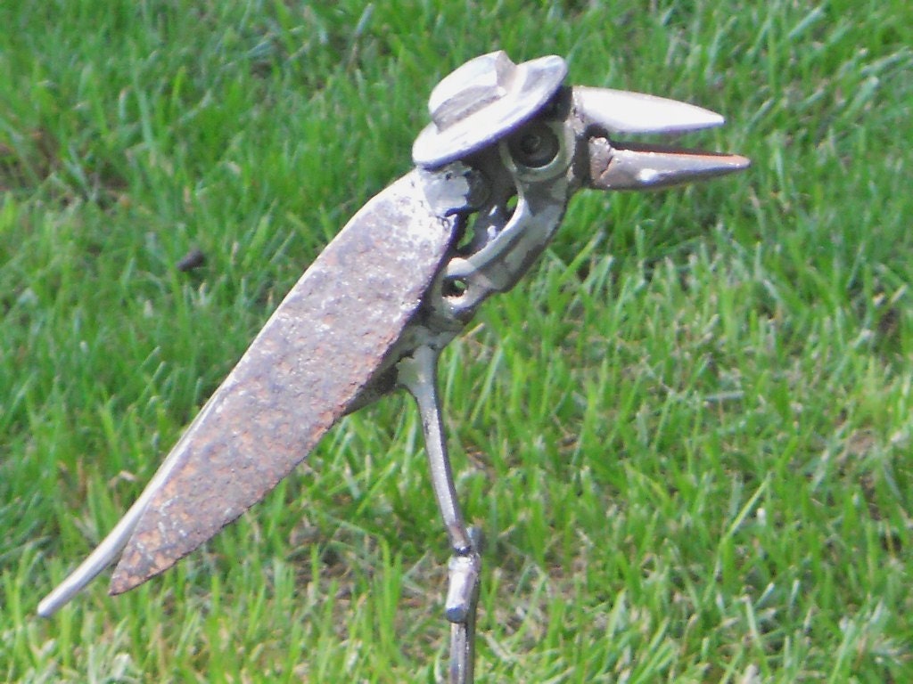 Bird Metal Sculpture Metal Yard Bird Stake by rustaboutcreations