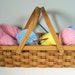 Knitting supplies tote basket Cherry with handles