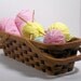 Knitting supplies tote basket handles Red Elm wood