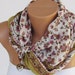 FLORAL SCARF. Cotton Headband. Necklace. For 4 seasons. Green. Pink Flowers pattern.