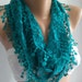 Turquoise Blue - Elegance Shawl / Scarf with Lacy Edge