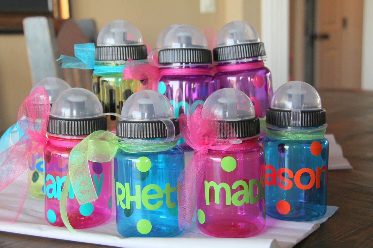 Personalized Water bottle Party Favor Pack by junebugcustomgifts