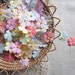 LAST ONE - colorful flat mulberry paper flowers. embellishments for card making ,gift wrapping, album journal, paper flower favors.