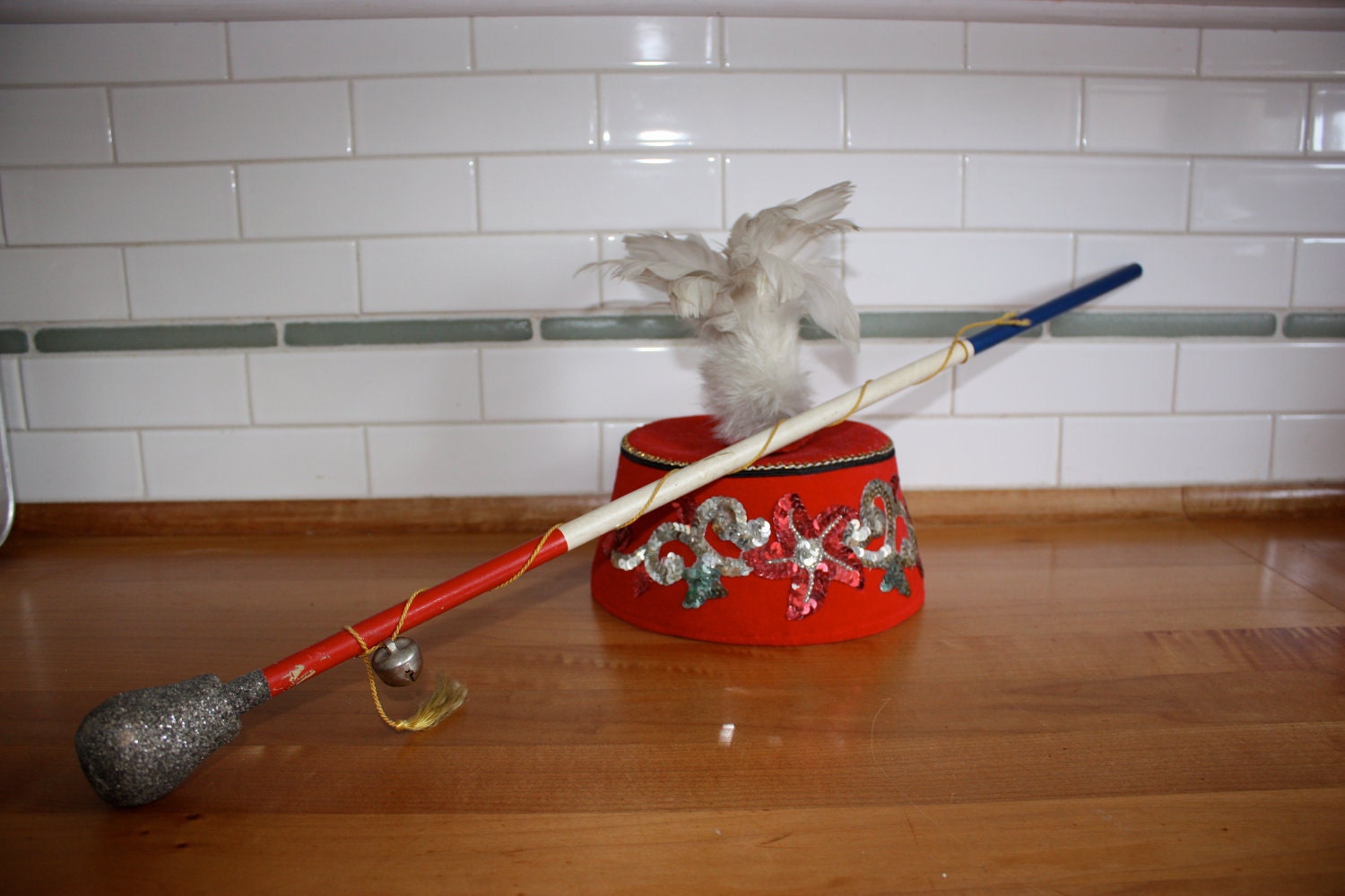 Vintage Circus Hat and Drum Major Baton