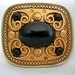 Stunning Goldtone and Black Stone Brooch - Signed MICHAL GOLAN Israeli Born Designer - 1970-90