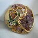 Naturalistic Mineral Studded Brooch with Amethyst and Rhinestone - Unsigned - Vintage 1960 - 1980