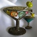 Fun Multi Colored Faux Jewel Martini Glasses Brooch Pin - Unsigned - Vintage