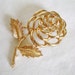 Vintage Sarah Coventry Rose Brooch - 1970s Gold Tone Canada Flower