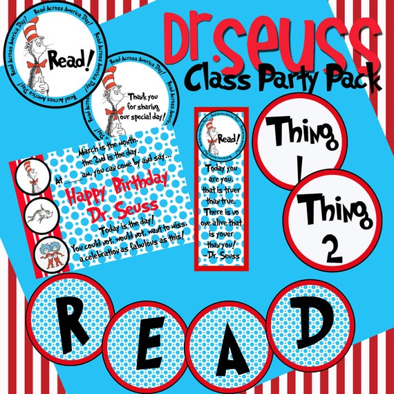 Items similar to Dr seuss inspired classroom party printable pack for ...
