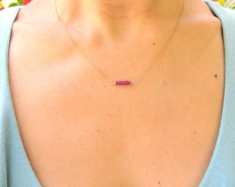 Ruby necklace, simple necklace gold, gemstone necklace, delicate, everyday jewelry, silver necklace, bridesmaid necklace