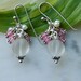 Vintage Czech frosted melon glass bead earrings with pink faceted glass beads, freshwater pearls and handmade sterling earwires