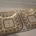 Fred Press Vintage Gold and Turquoise Mid Century Glass Divided Cocktail Tray with Wooden Handles