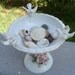 RESERVE for Katherine--Mid century Lefton China bird bath figurine, hand painted with pink roses and three white and gold birds