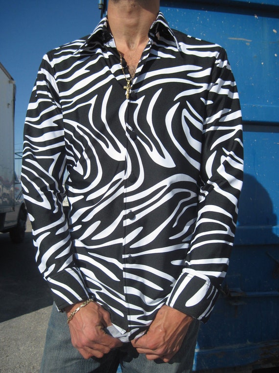 Mens 1980s Style Zebra Print Shirt by The Atttic Label