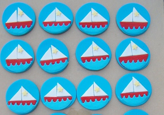 edible cupcake topper fondant nautical decor sailboat cake